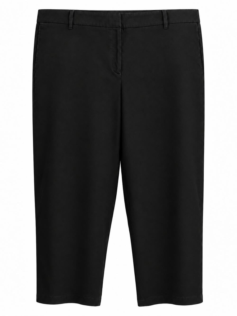 Dalia Collection Woman 20W Black Stretch Cotton Capri Pants Plus Size Flat Front